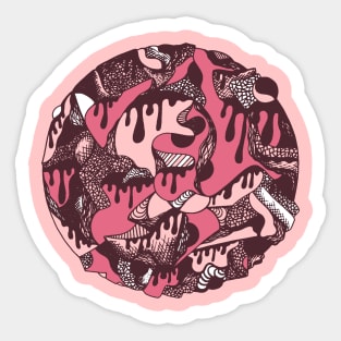 Pink and White Circle of Drip Sticker